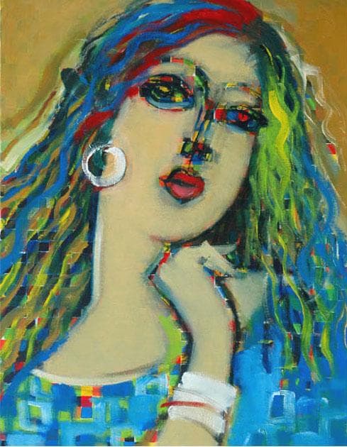 油絵 菅家令子 絵 絵画 インテリア 額付(白) F6-080212 人物 女性