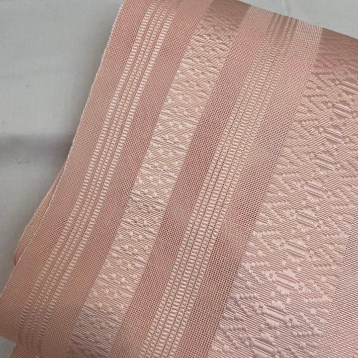 570 絽 紗 単衣 帯 正絹 着物 夏 名古屋帯 ピンク 博多織