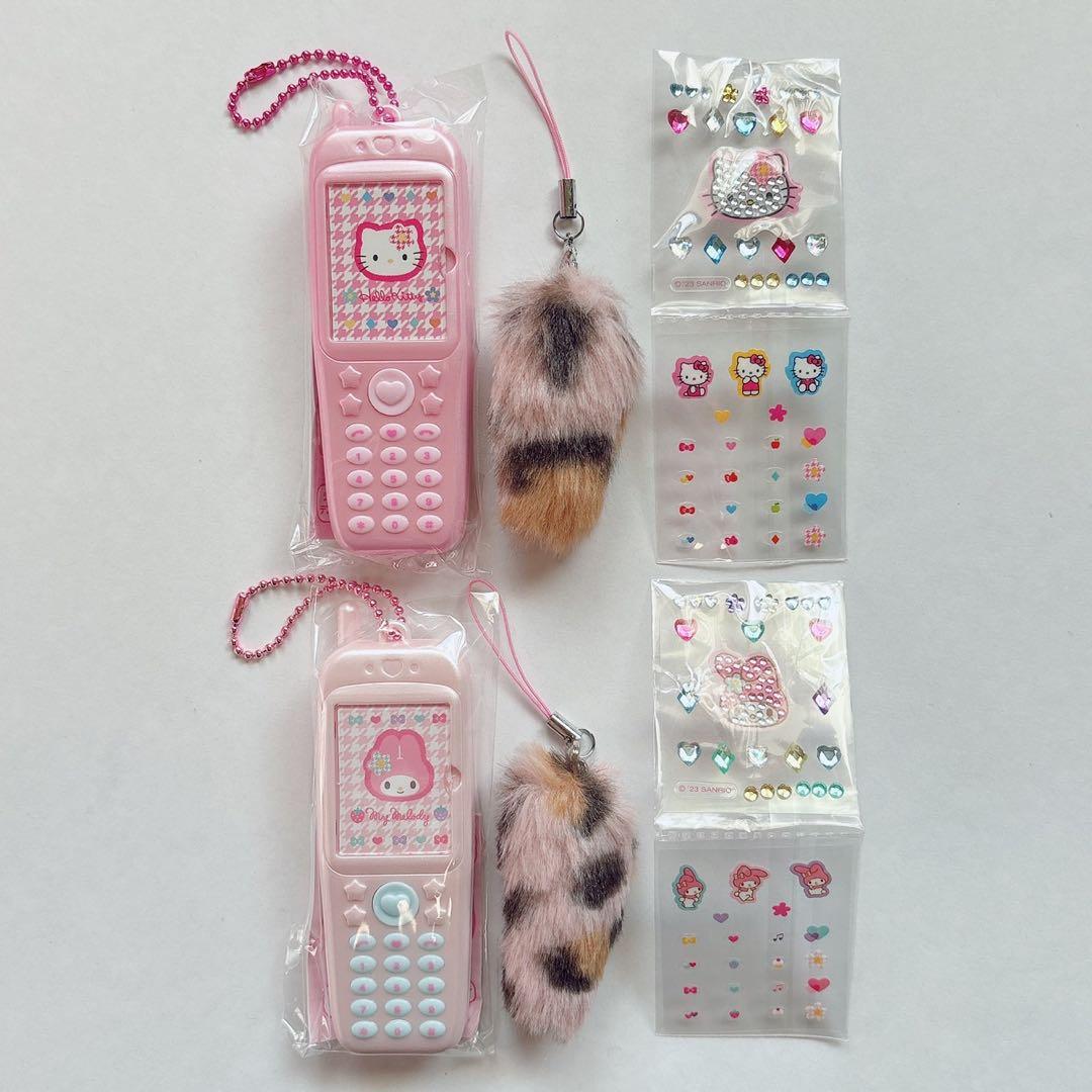 ♡ キティ マイメロ ガラケーフォトホルダー 平成 携帯 ミニチュア