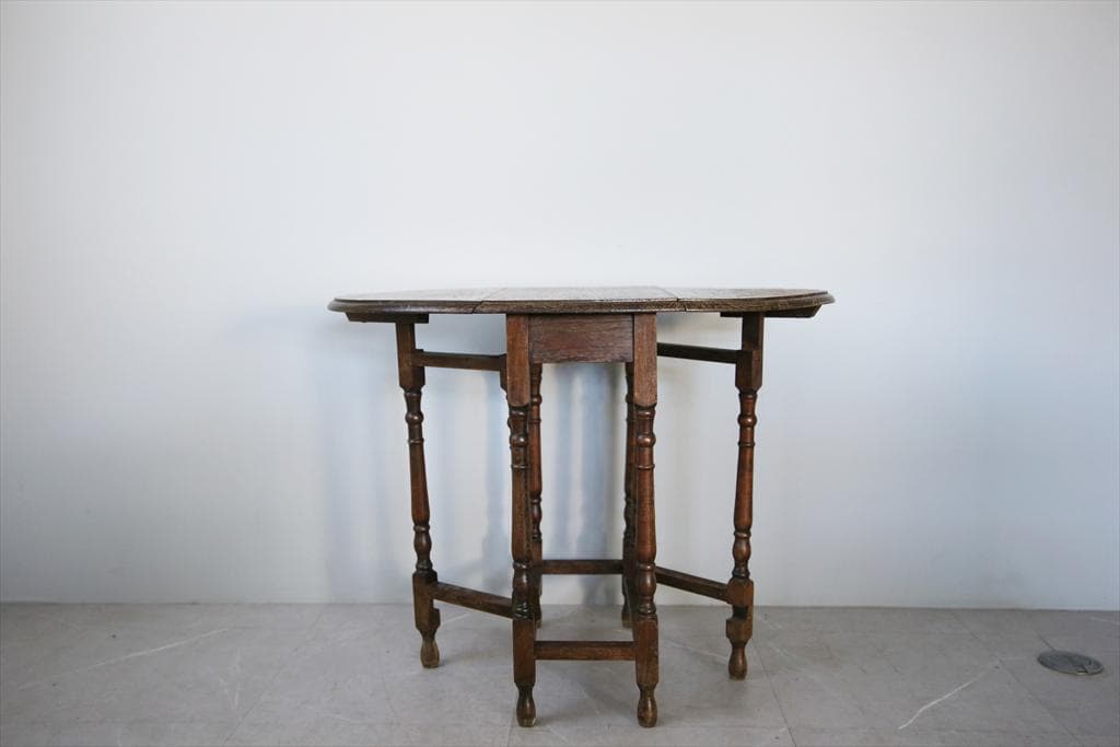 英国アンティーク木製ゲートレッグテーブル/ダイニング机バタフライ(92-119)