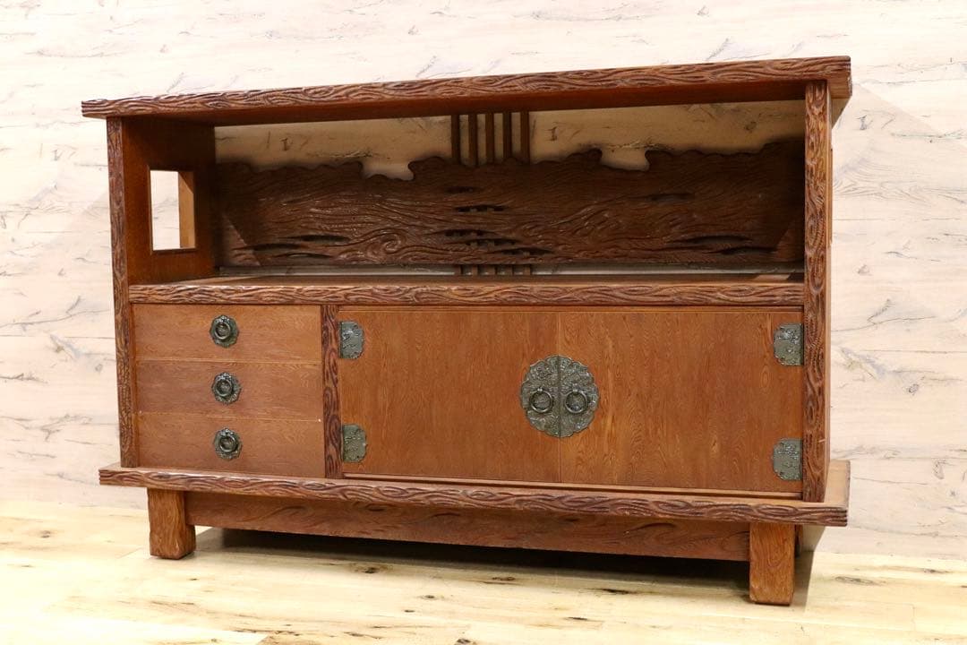 GMHS141○世界遺産屋久杉 茶棚 サイドボード リビングボード 飾り棚 キ