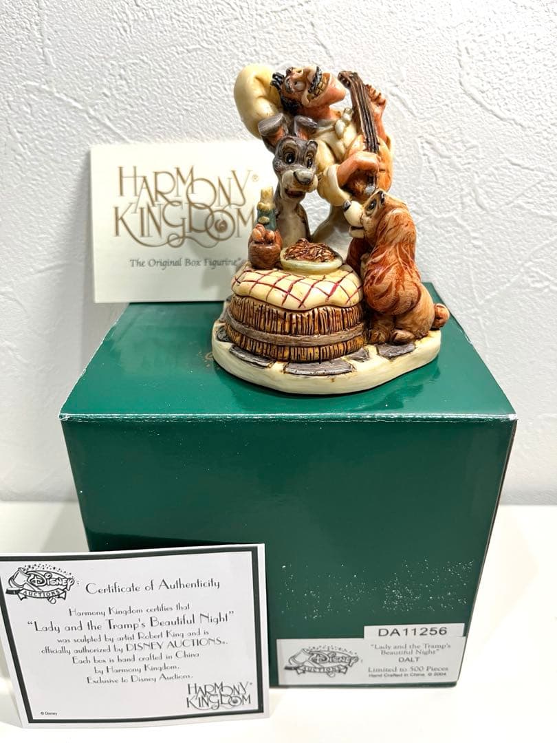 世界限定500 廃盤 わんわん物語 ⭐︎トランプ フィギュア　ハーモニーキングダム わんわん物語 70周年記念 レディ&トランプ オーナメント スケッチ