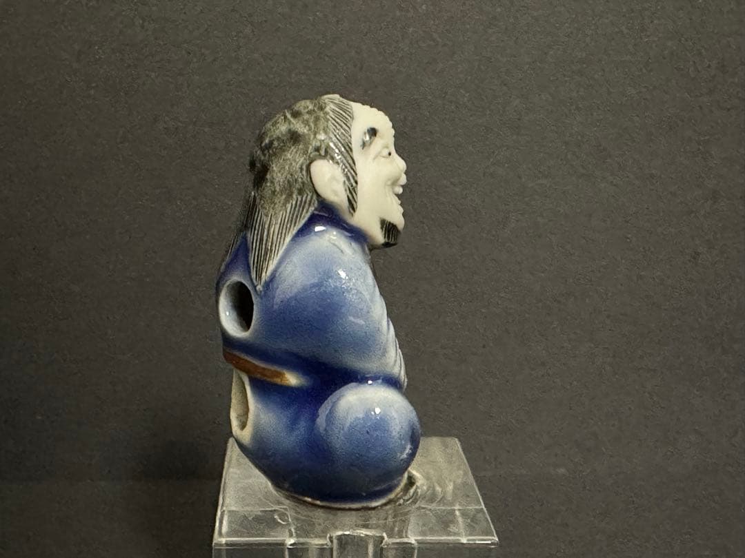 根付(netsuke)】陶器 瑠璃鉄釉蝦蟇仙人根付 江戸時代