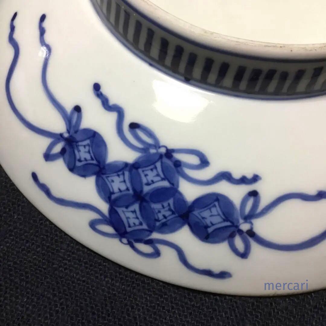 有田焼 鍋島様式 染付芍薬文 七寸高台皿 /骨董/時代物