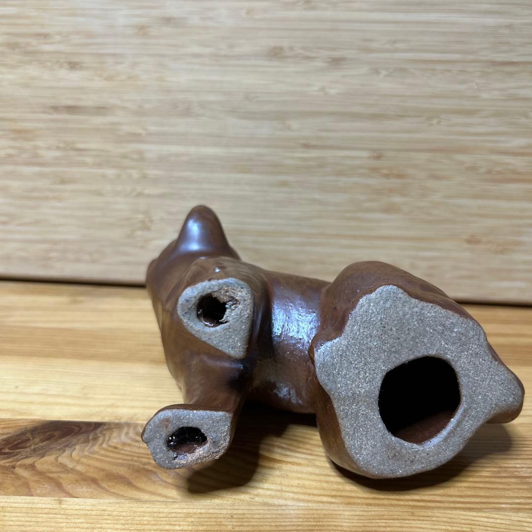 陶器 【丹波立杭焼】犬の置物 茶色　焼き物
