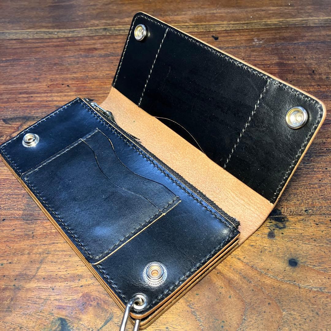 トラッカーウォレット　ブラック　国産本革　レザークラフト