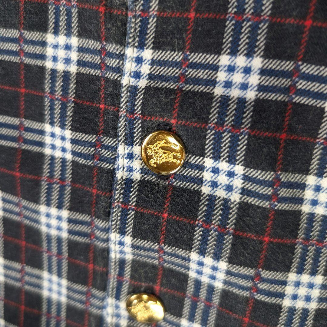 【Burberrys】希少90sロゴ刺繍ノバチェック柄金ボタン半袖ポロシャツ