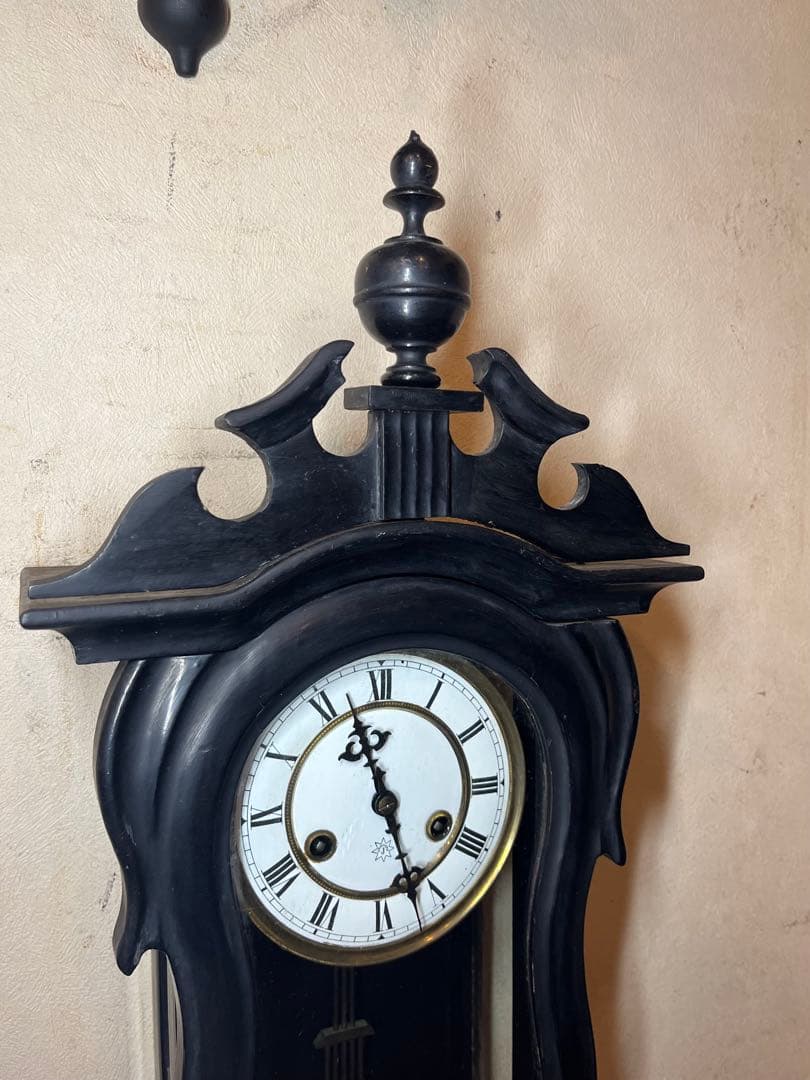 ユンハンス　バイオリン型　柱時計　古時計　振り子　ゼンマイ　レトロ　精工舎