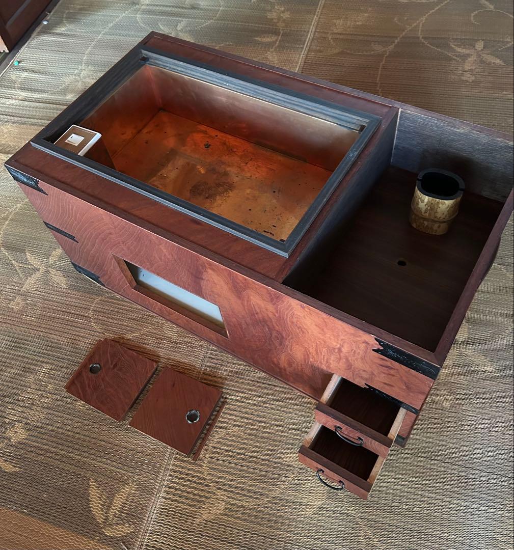 火鉢長火鉢/角火鉢/角型/囲炉裏/箱型火鉢/火桶/昭和レトロアンティーク