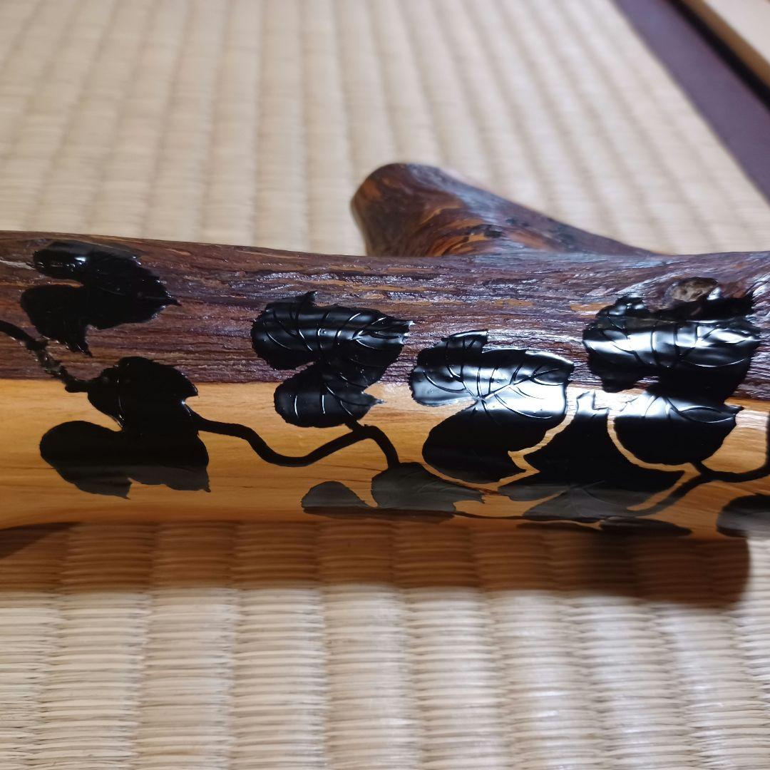 銀金具 蔦漆絵 掛花入 銀落とし 桐箱有 茶道具 漆芸