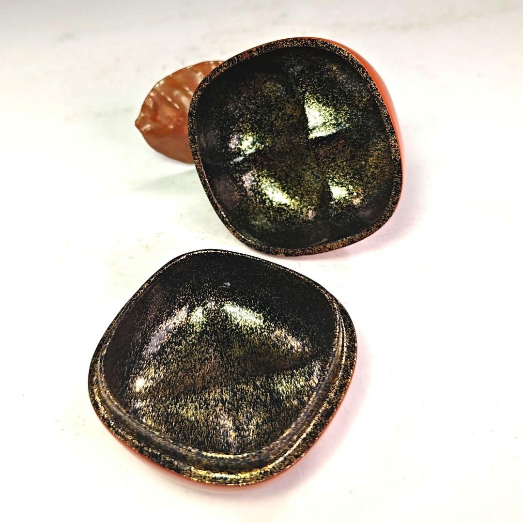 イ935 香合『國田領治　長斎作』『乾漆　柿　香合　共箱』茶道具　漆塗