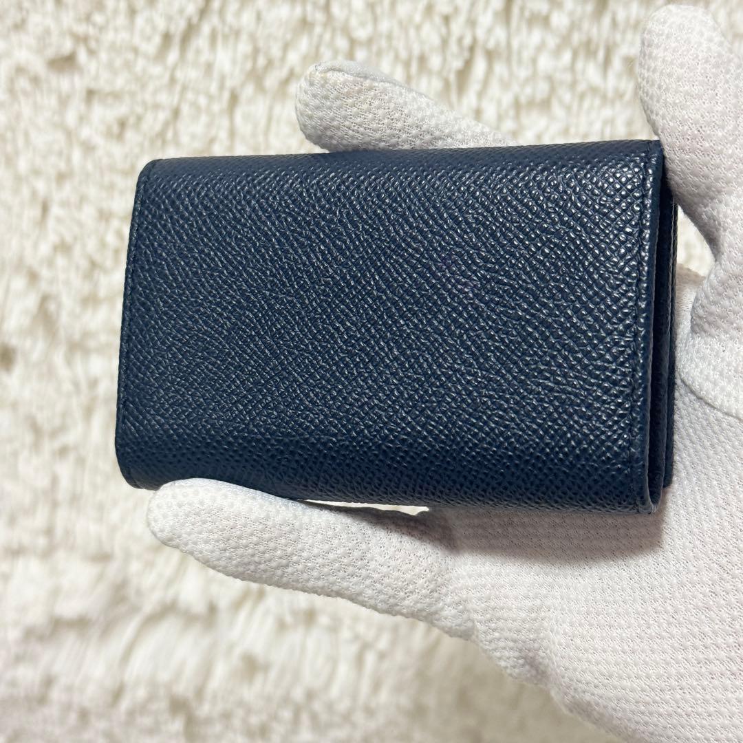 未使用級】IC搭載 ブルガリ マン グレインレザー 6連キーケース ネイビー