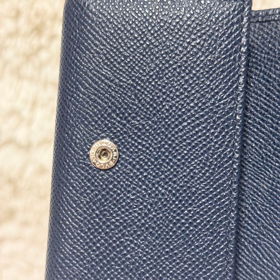 未使用級】IC搭載 ブルガリ マン グレインレザー 6連キーケース ネイビー