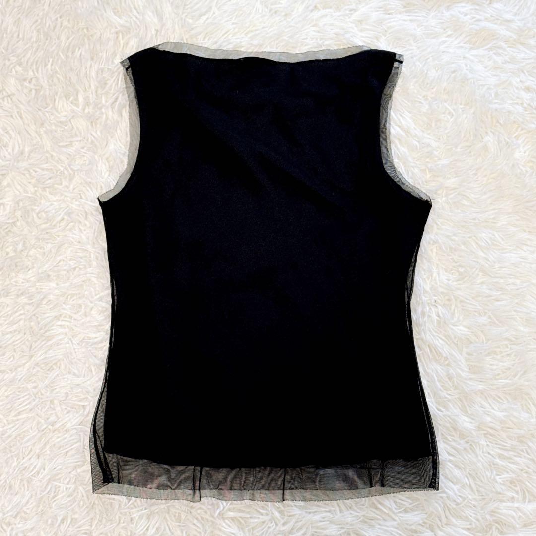 希少　ヴィヴィアンタム　香港製　パワーネット　装飾付き　花　タンクトップ　黒