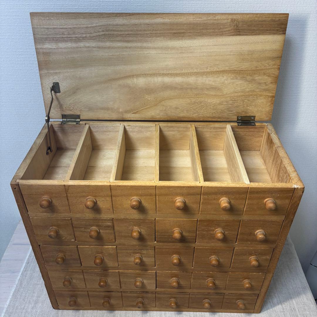 s*a様 整理木箱 引き出し 古家具 木製 マス目 小引き出し