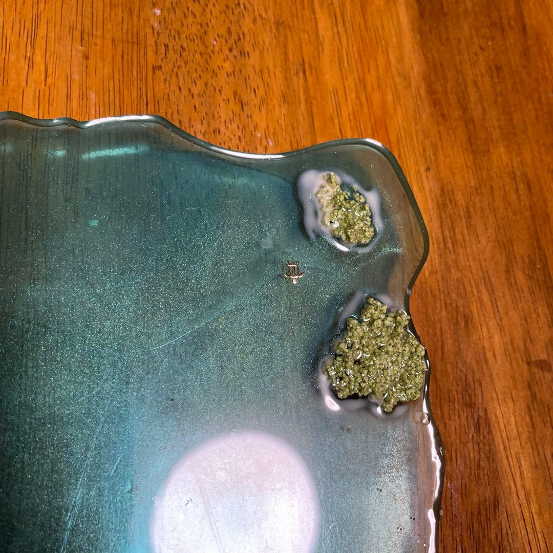 Aloha装飾プレート 青緑色 Hawaii レジン