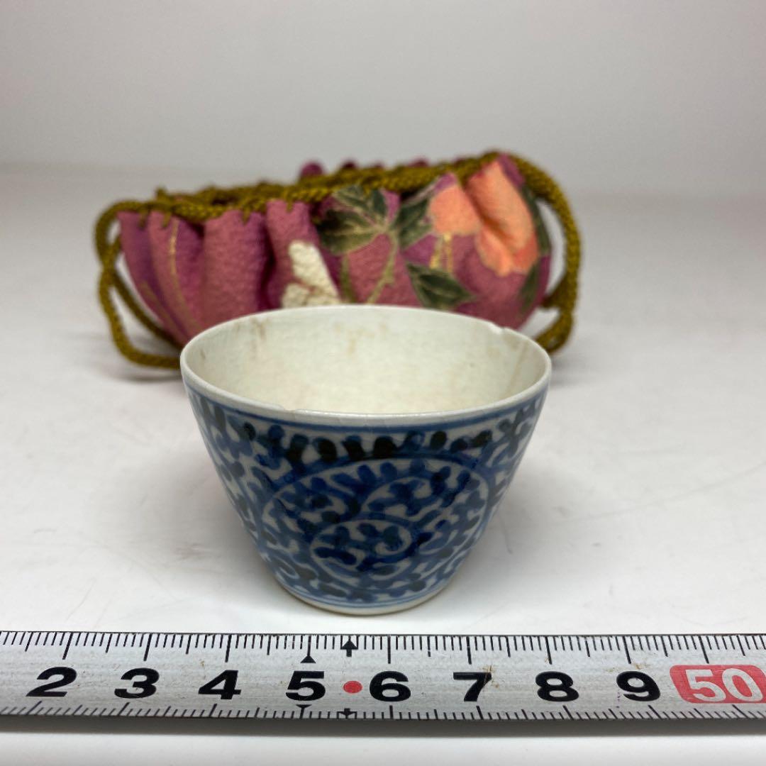 102古伊万里染付大振太蛸唐草図蕎麦猪口無傷美品江戸中期