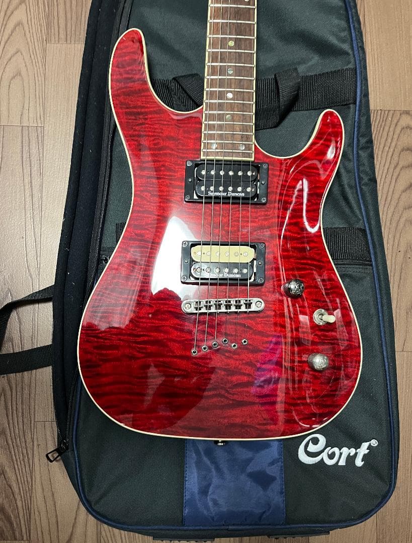 Cort KX1X 虎目 シースルーレッド Duncan ソフトケース付
