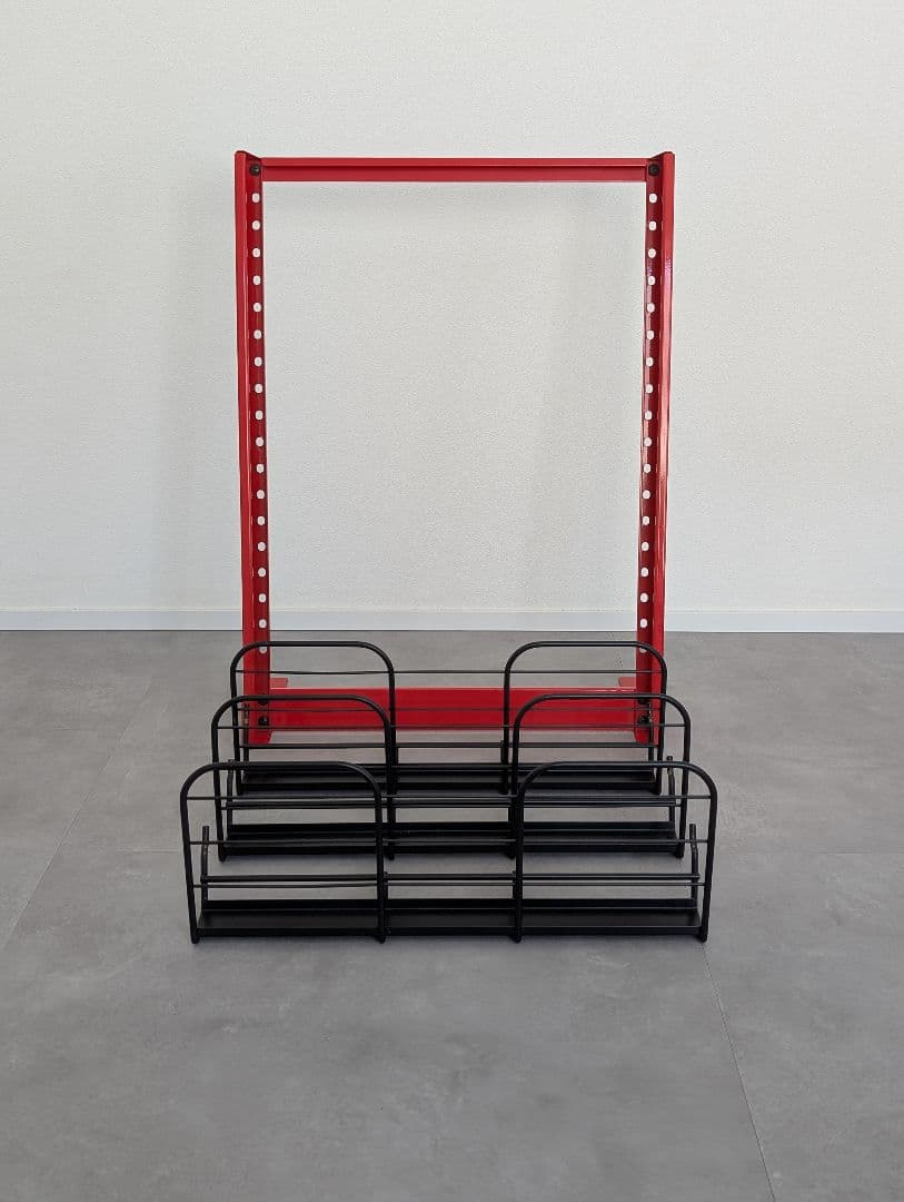USED/スチール マガジンラック 黒×赤 モダン ミニマルデザイン