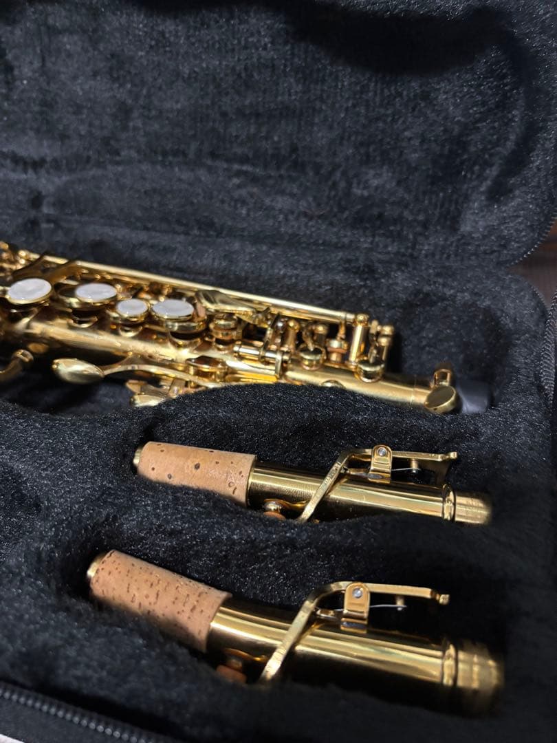 【のり】ソプラノサックス 金色 ネック２つリード付き