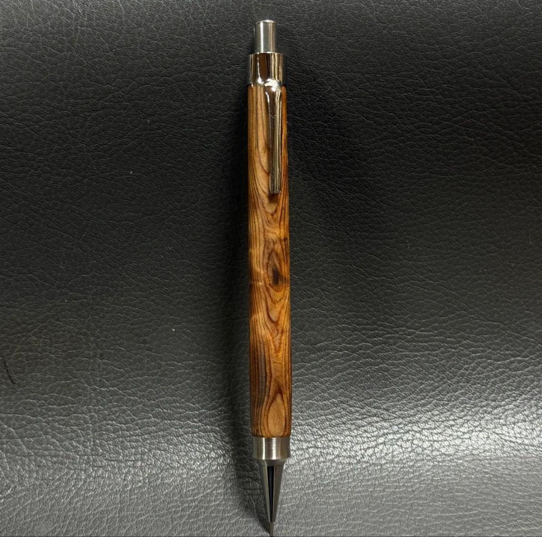 ナナシ588屋久杉油木トラ杢　木製シャーペン　強低重心ダブルR ステンレス