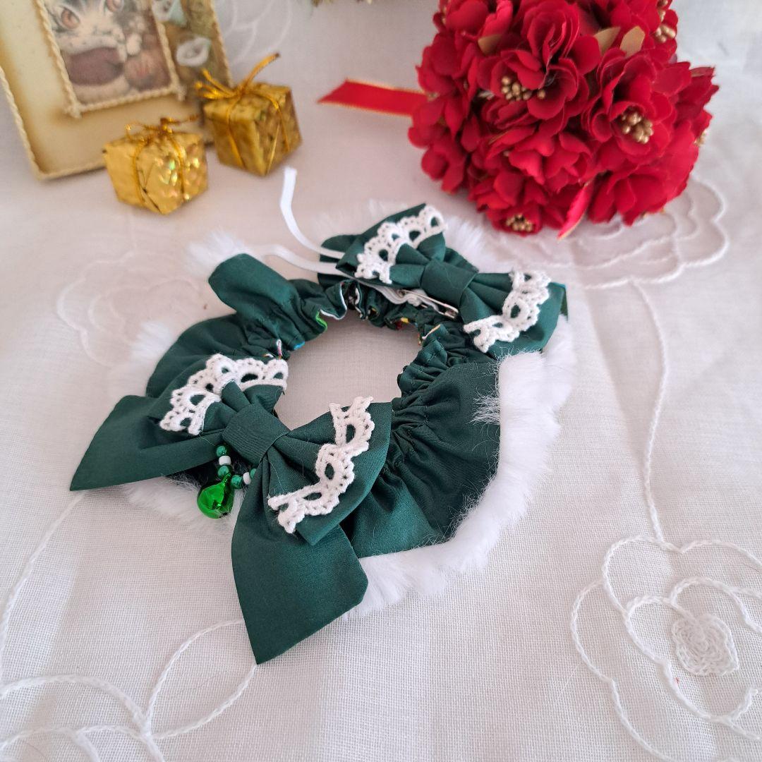 クリスマス短毛ファーシュシュ(緑靴下)わんちゃん猫ちゃん用