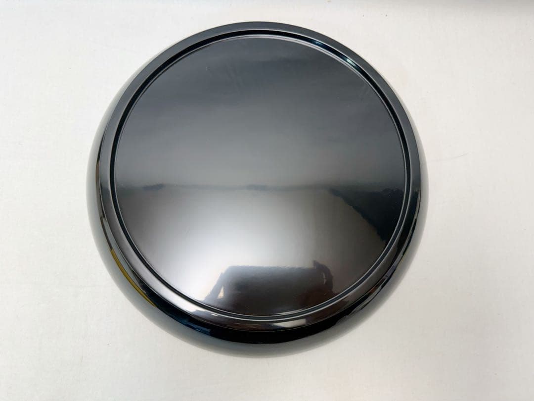 未使用 茶道具 塗師 静峰作 輪島塗 木製黒真塗 大円盆 共布 共箱