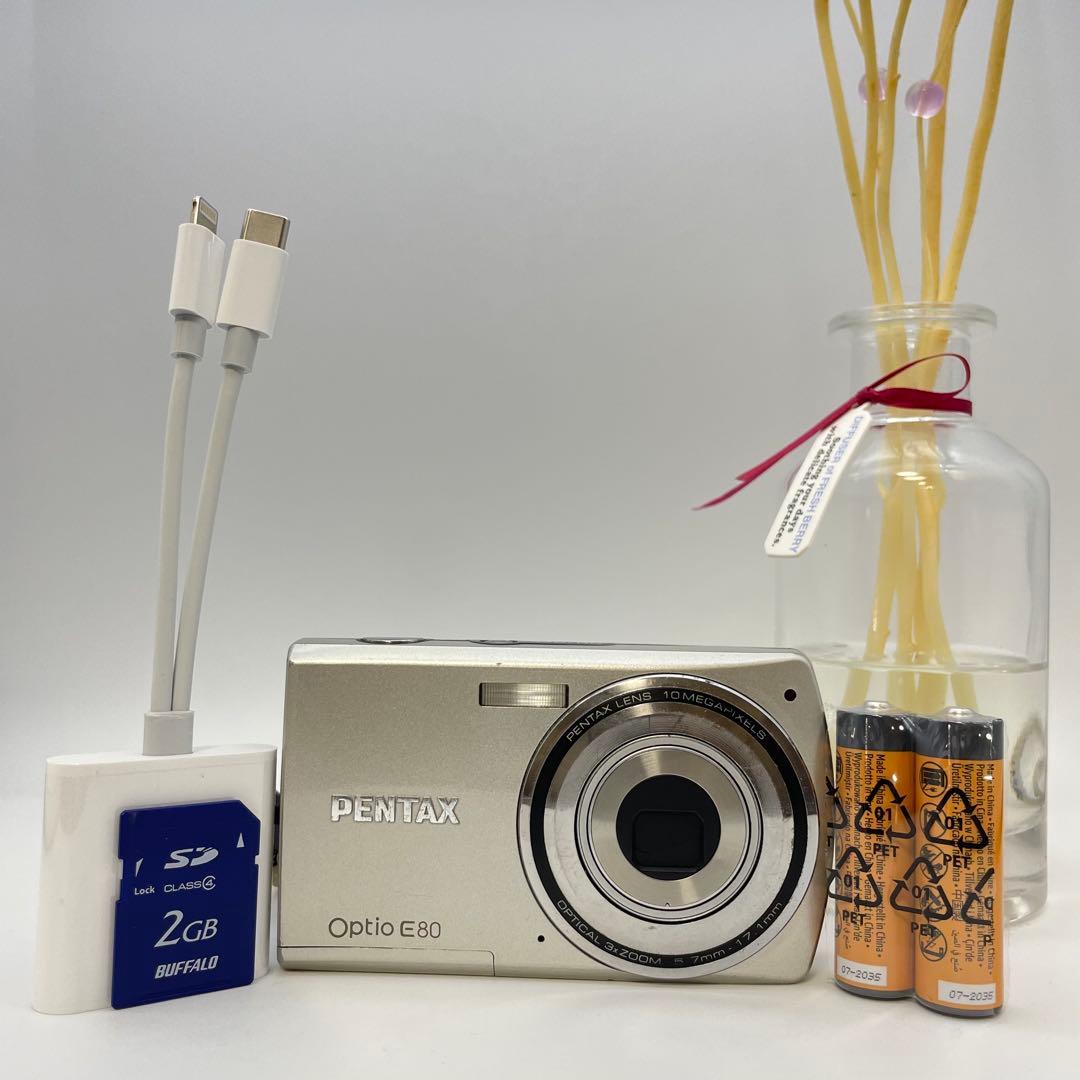 スマホ転送OK✨PENTAX Optio E80✨動作確認済 単三電池 可愛い
