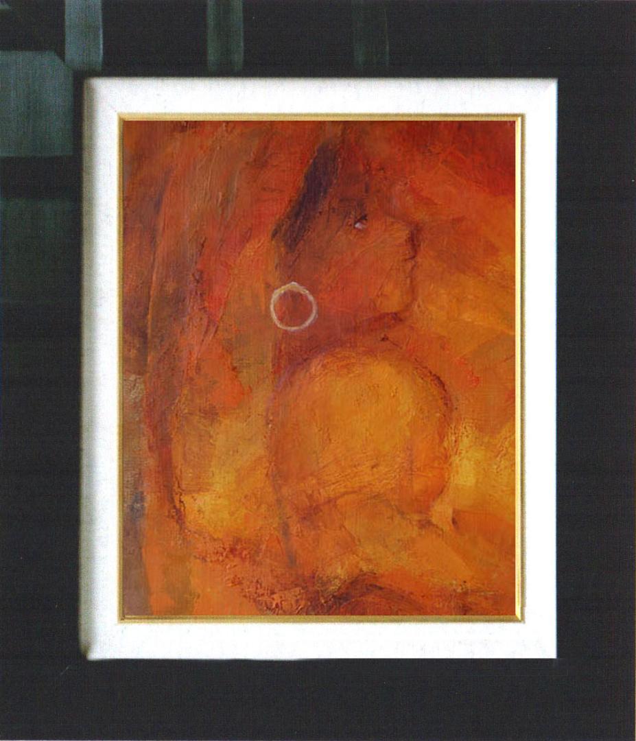 油絵 絵 絵画インテリア 額付(青緑＋金色の枠) F4-051813 祈り母子像