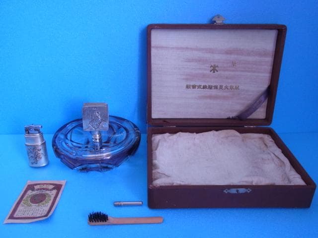 未使用品 和ガラス 切子 煙草セット 三越 戦前 デットストック 昭和