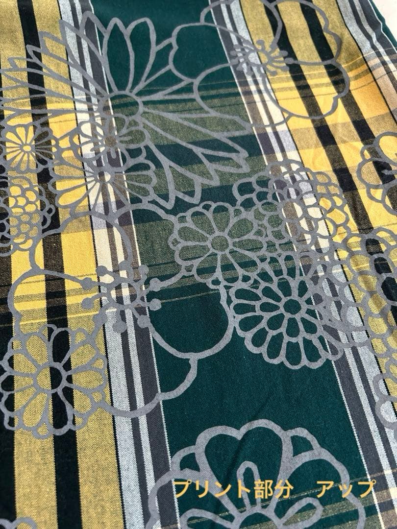 匿名発送】SOU・SOU 広形もんぺ 伊勢木綿20/20二筋布団縞深緑色×藤黄