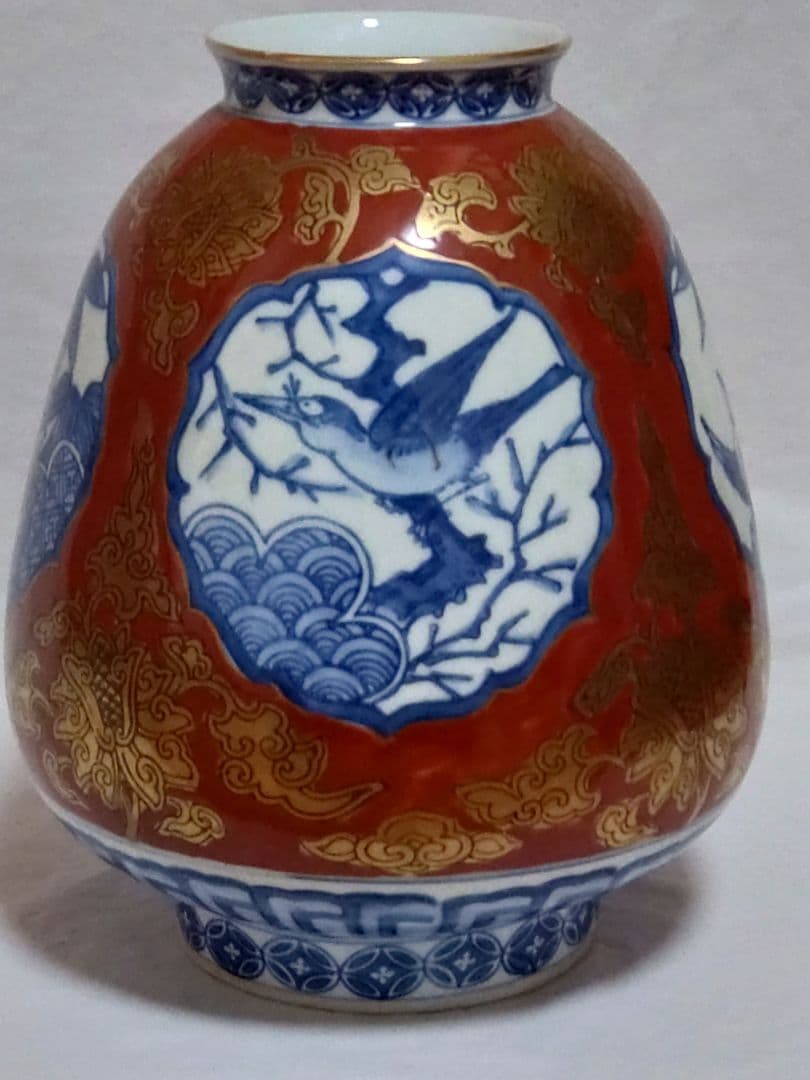 有田焼 涛山？造 金彩 鍋島七宝繋ぎ花瓶 - メルカリ