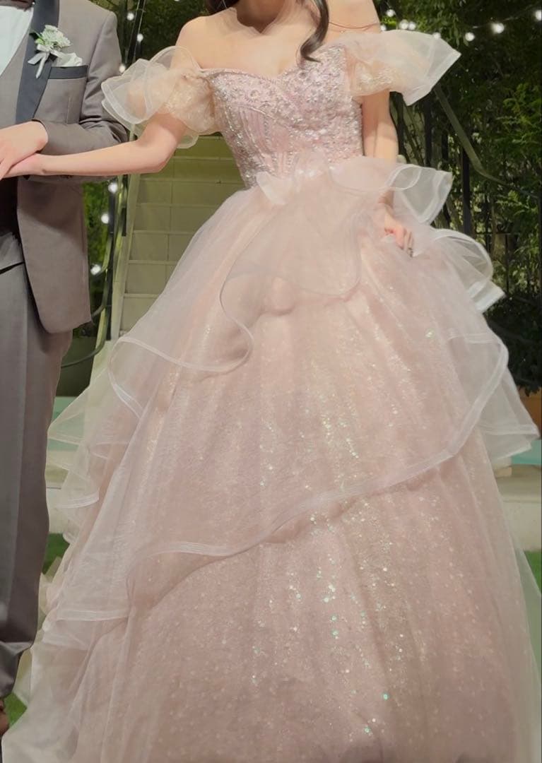 【まるこさん専用】ピンクドレス オフショルダー パニエ付き