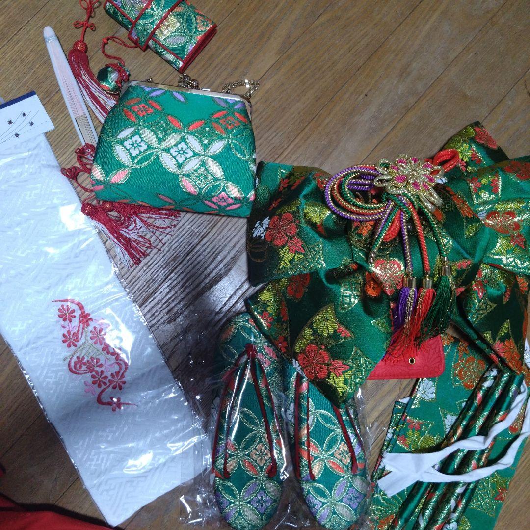 選べる色★七歳★上品★鹿の子と花の格子柄★着物セット