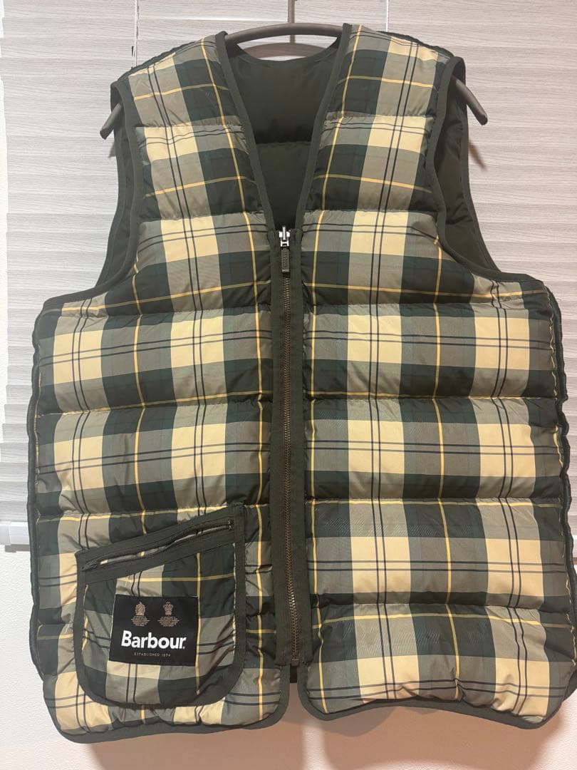 新品未使用 Barbour チェックダウンベスト リバーシブル