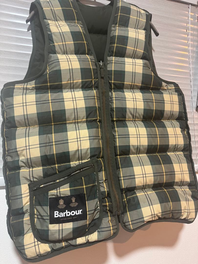 新品未使用 Barbour チェックダウンベスト リバーシブル