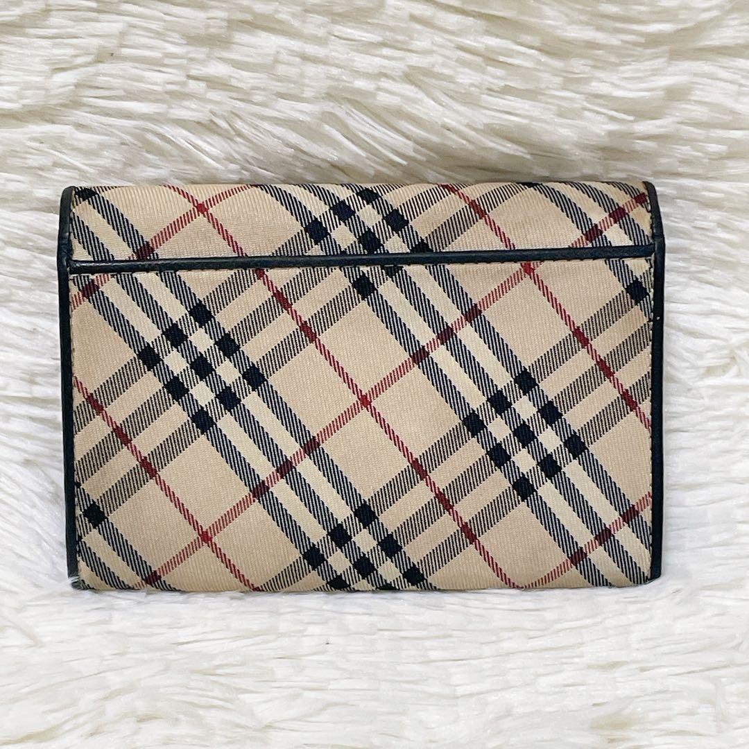 BURBERRY 美品✨バーバリー 二つ折り財布 キャンバス レザー ノバ