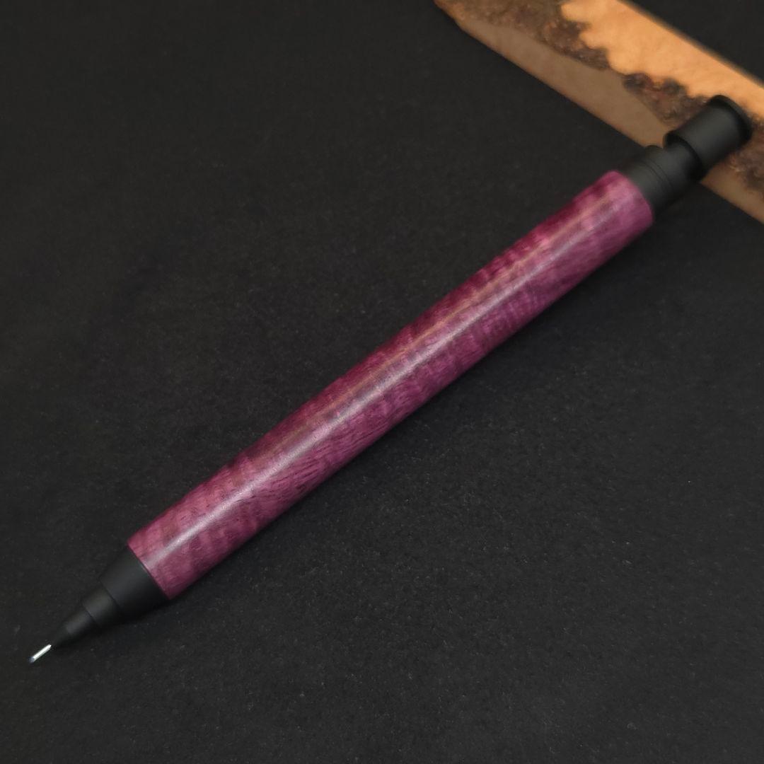 No.03ハンドメイド製図用シャープペンMDS1木軸パープルハート縮み杢