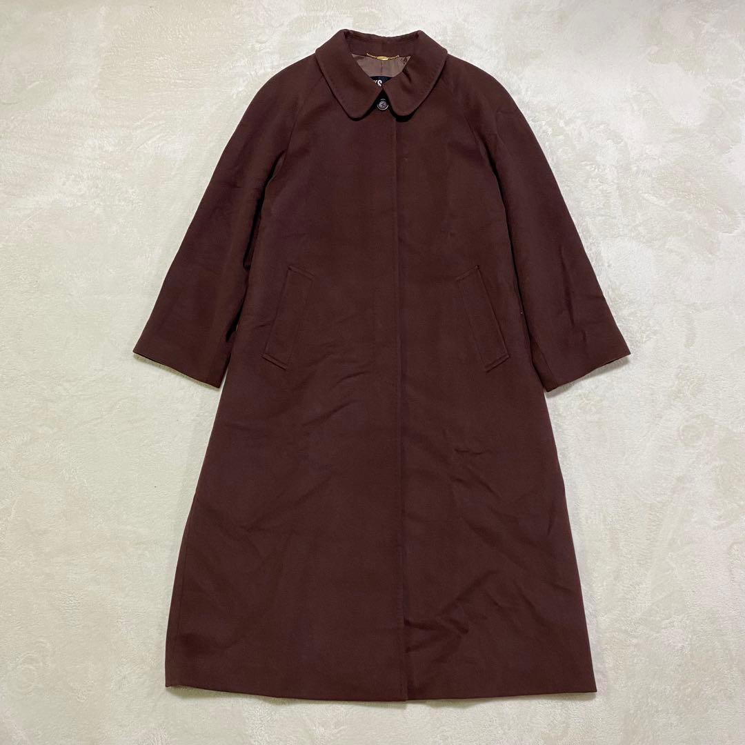 美品 カシミヤ50％ DAKS 超ロング コート ブラウン 高級感 比翼ボタン