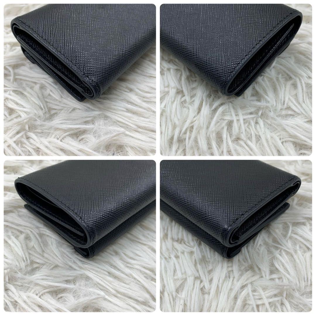 【✨極美品✨】プラダ 三つ折り財布 サフィアーノレザー ブラック 付属品完備