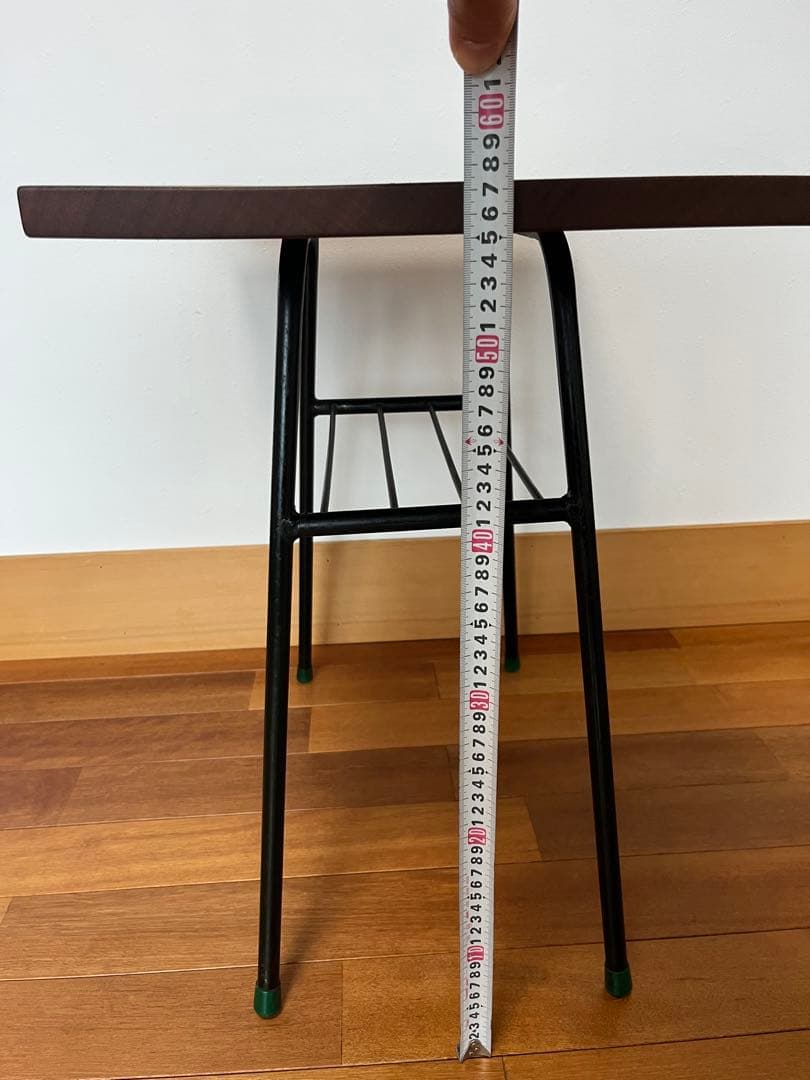 サイドテーブル レトロ 鉄脚 無垢材