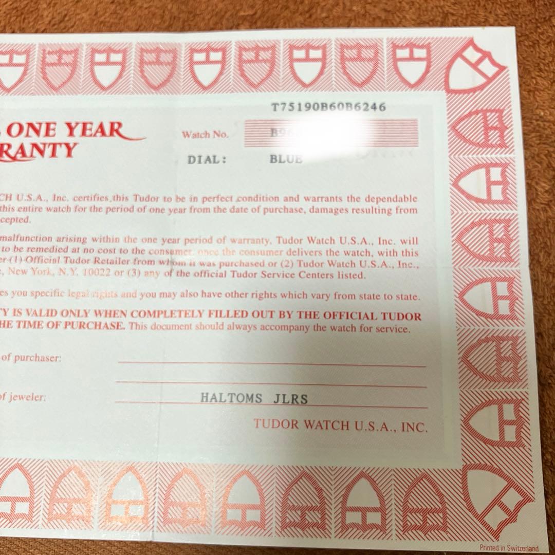 チュードル TUDOR サブマリーナ デイト 75190 箱 保証書 自動巻き