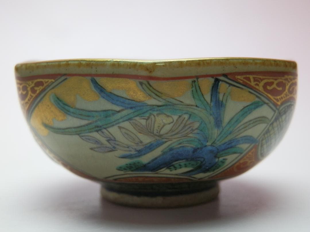 六角盃 九谷 庄三 青手 角福 2客セット E71224