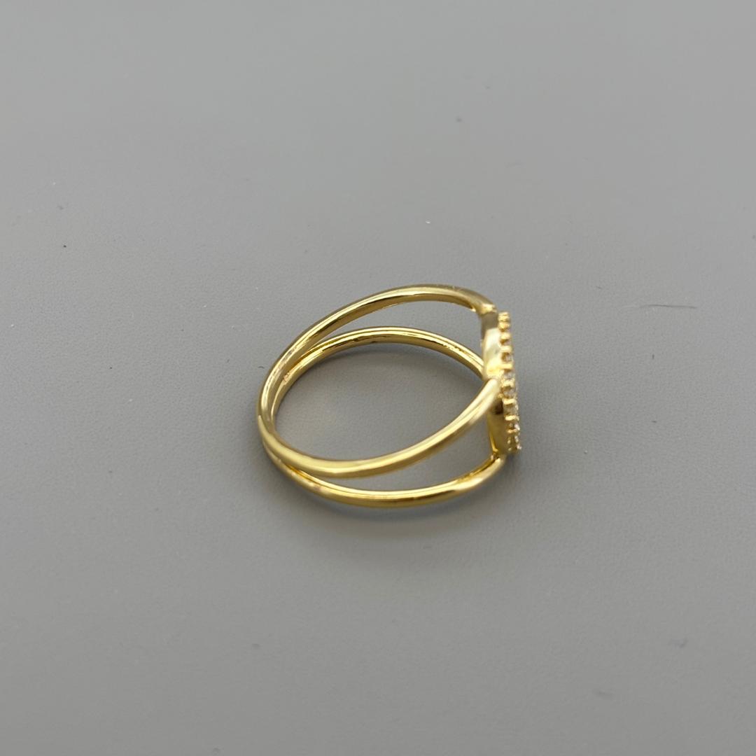 FENDI エフイズ ゴールド ラインストーン リング 9号