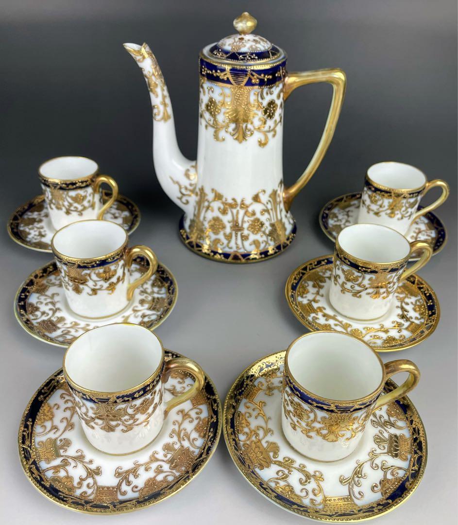 希少】オールノリタケ デミタスセット ティーポット カップ ソーサー6