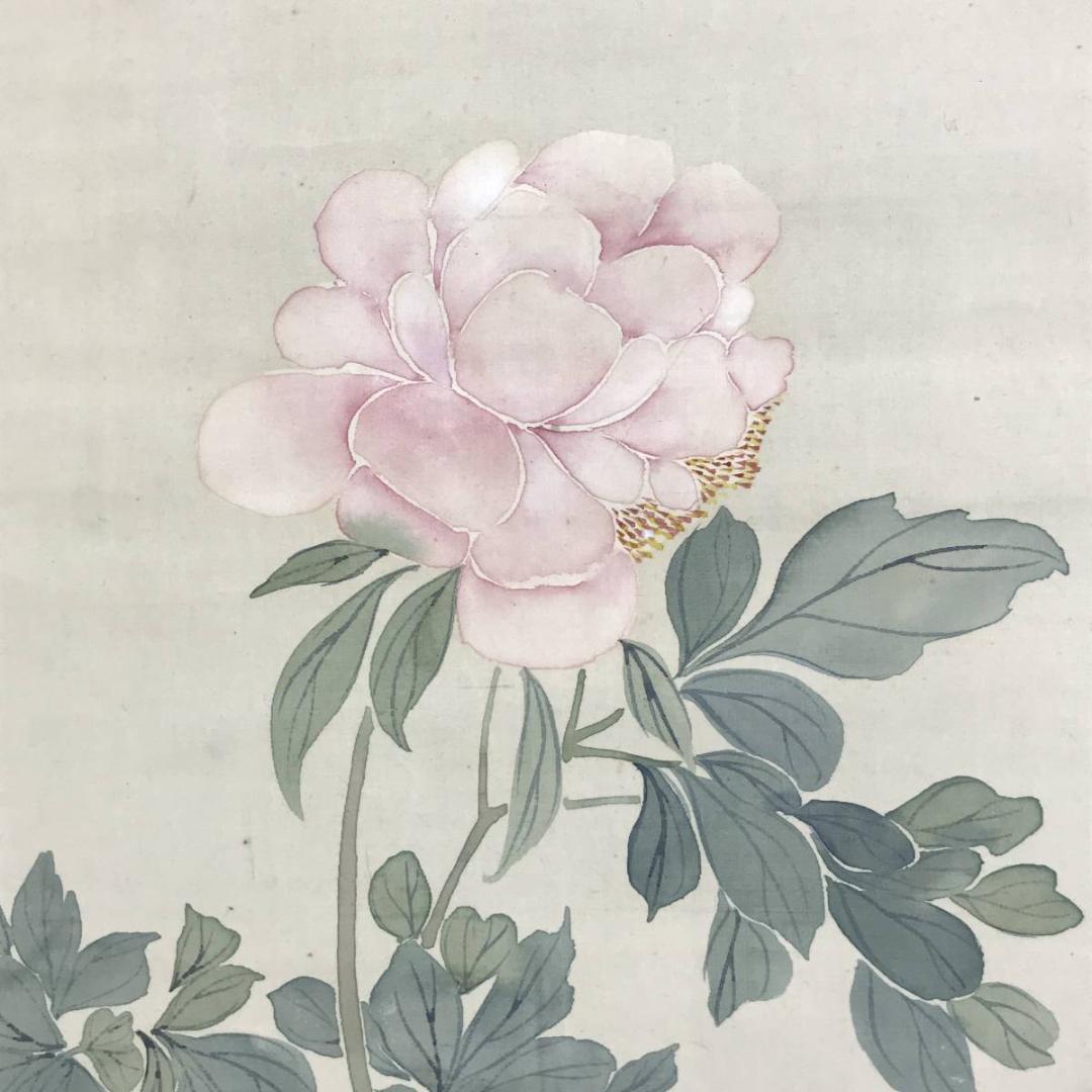 真作】澤之郷/牡丹瓶花図/花図/モクレン/掛軸/名家伝来/AD-