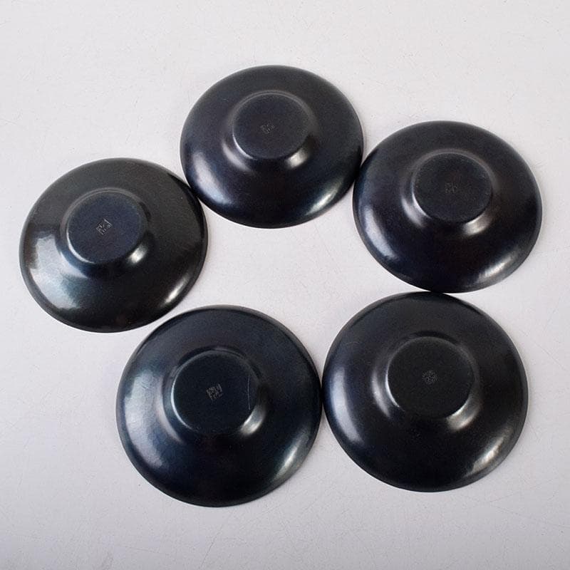 鎚起銅器　玉川堂造　紫金色鎚肌　茶托　茶筒　茶さじ　茶器揃　共箱　D　R8147