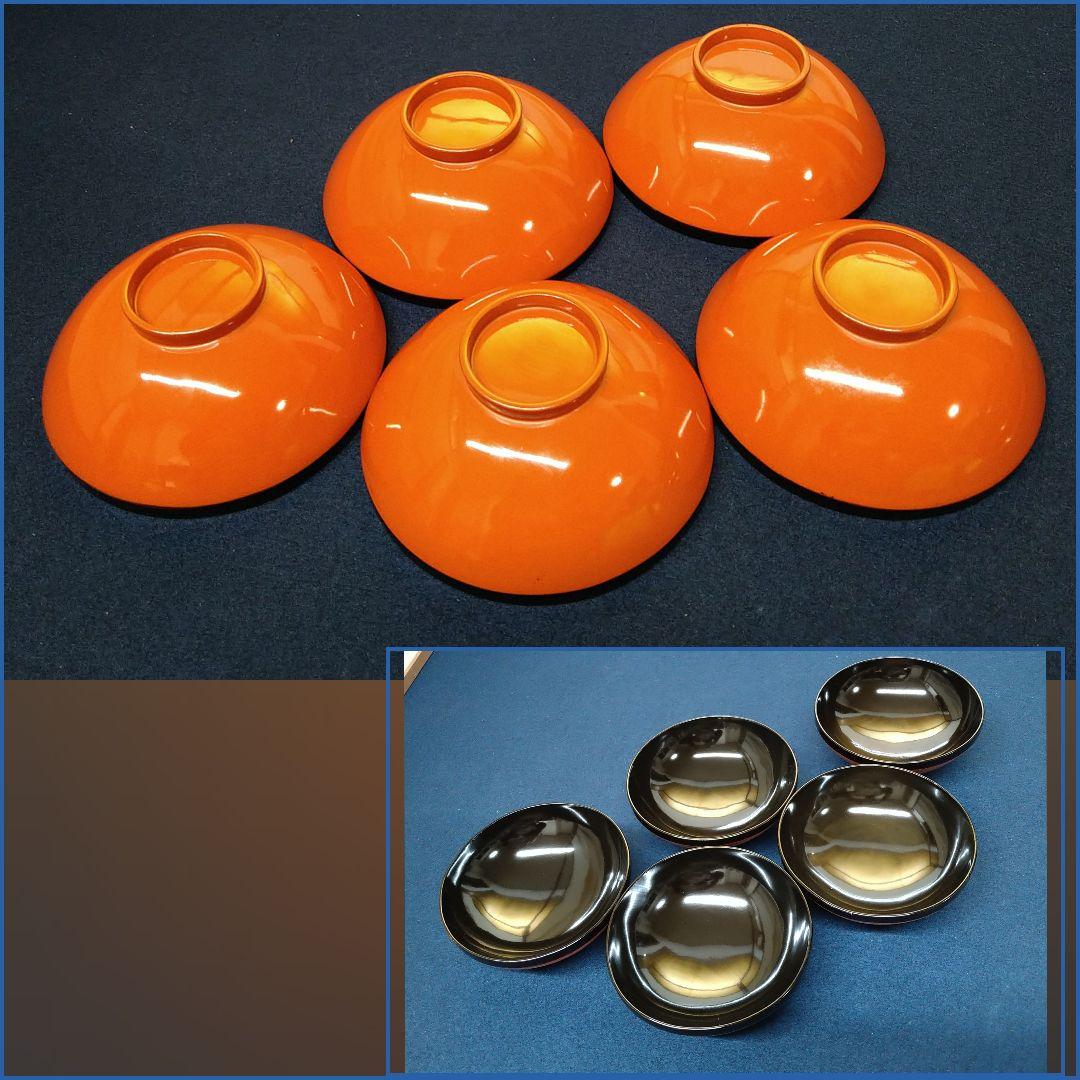 AG75 輪島塗 吸物椀 漆絵 銀杏図 蓋付吸物椀 木製漆塗 六客 お椀