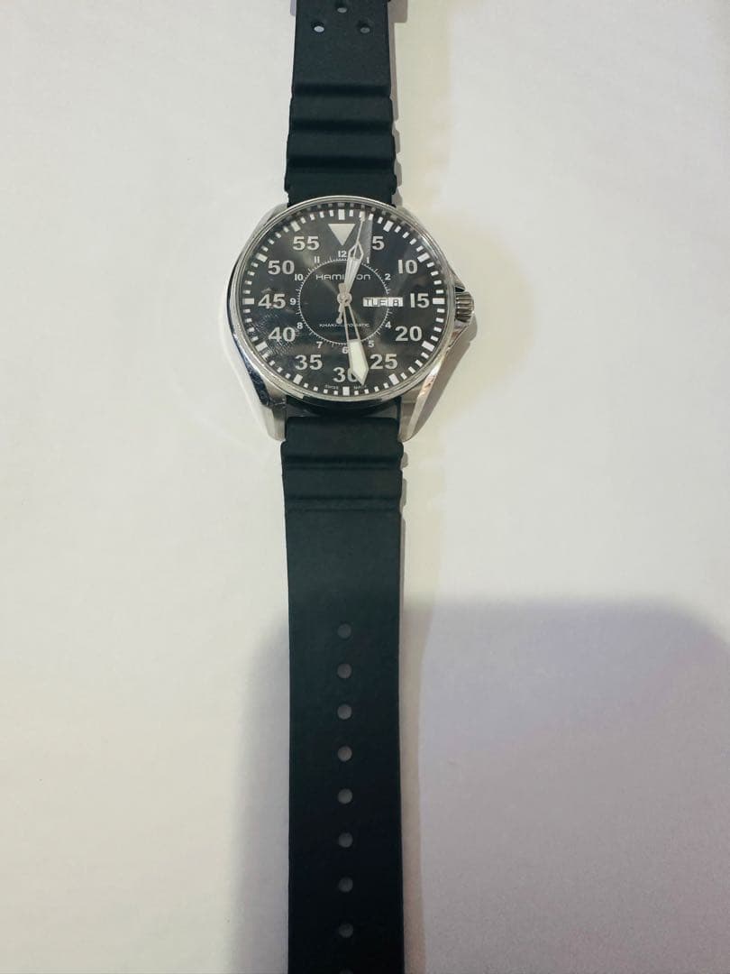 ⭕*す様 HAMILTON 自動巻き ブラックラバーベルト時計 H647150