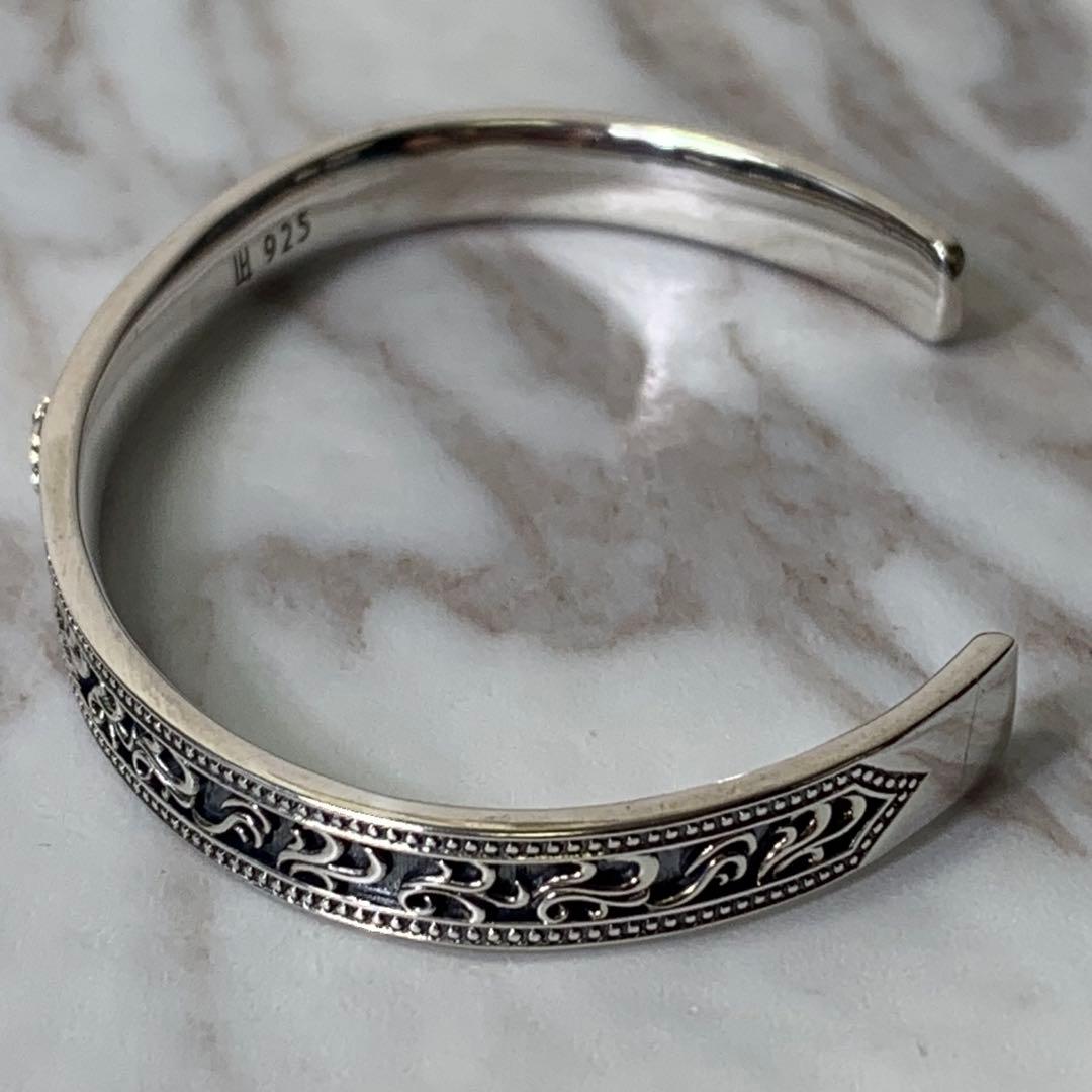 極美品 ライオンハート タテガミハウルバングル シルバー925 刻印 唐草